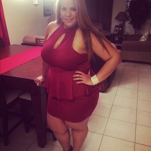 Burgundy Peplum Mini Dress